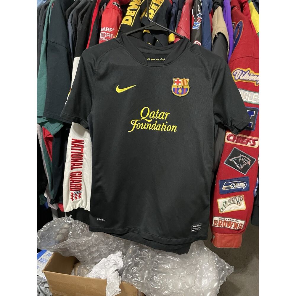 Size Youth L (12-14yo)- 2011-13 Barcelona Messi #10 Away Kid Black Soccer Jersey